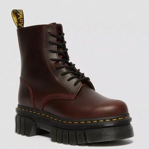 Dr Marten Audrick Brando Leather Platform Lace Up Boots in Brown Brando